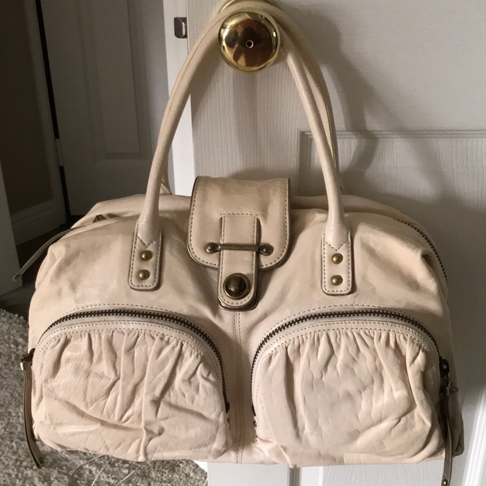 Botkier Bianca Ivory/Gold Leather Satchel Handbag